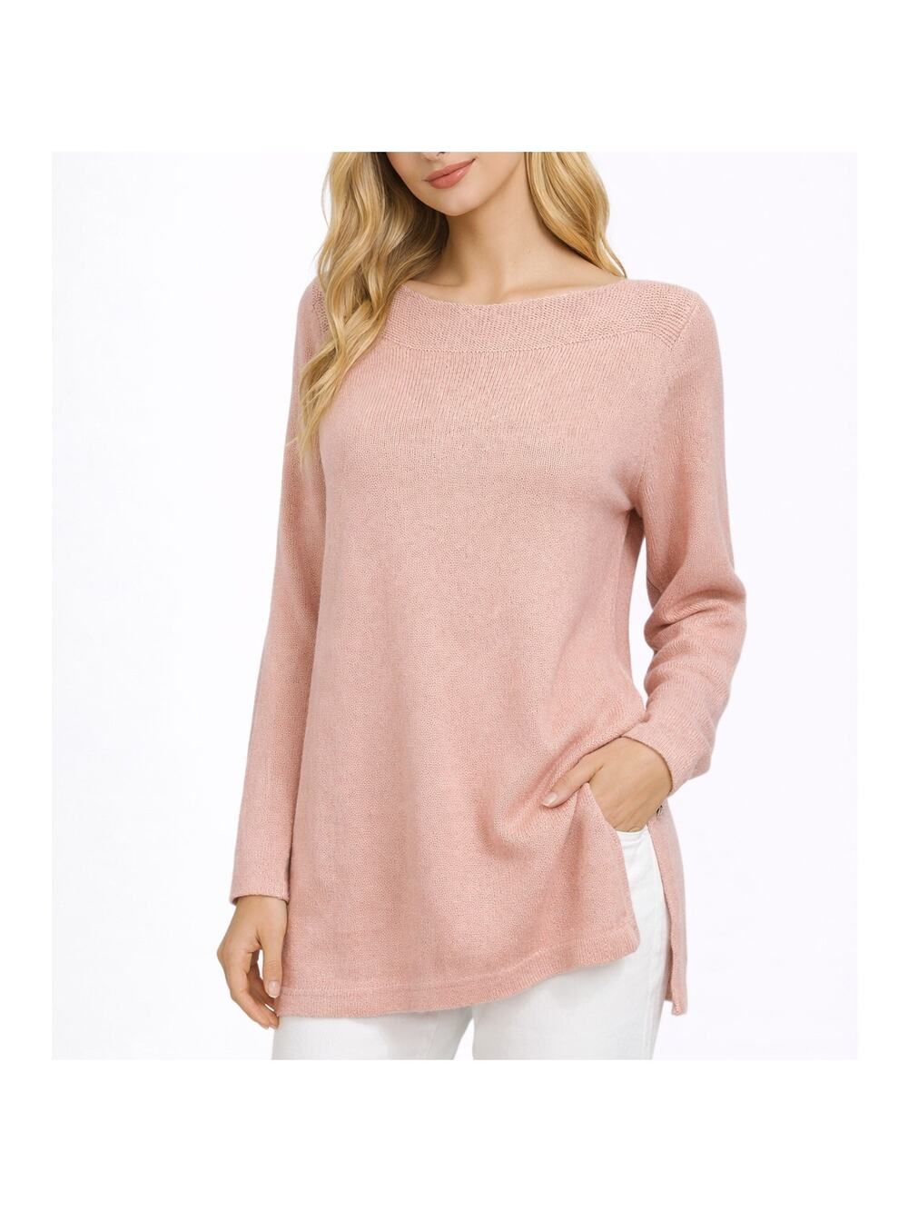 J. Jill Boatneck Tunic Sweater Blush Pink Size XS
